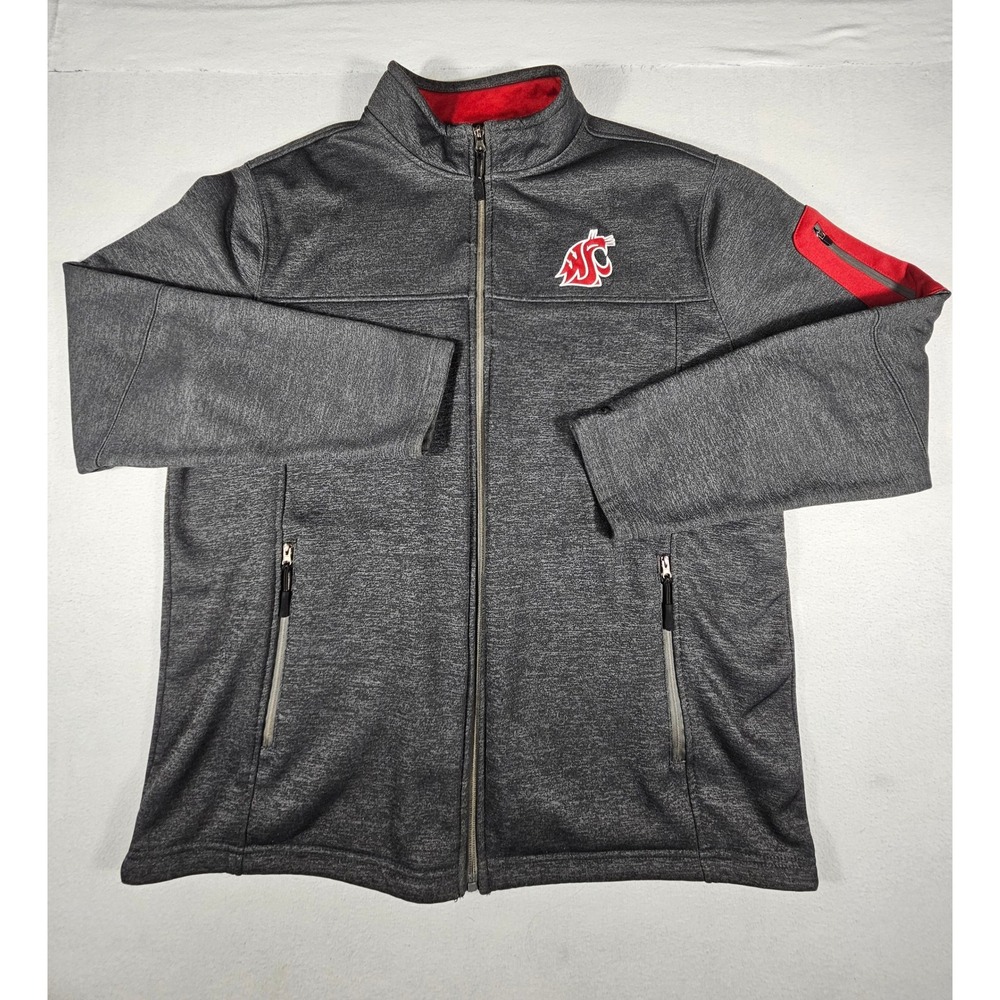 Colosseum Washington State Cougars WSU Full Zip Fleece Jacket Gray Mens XL - Picture 2 of 11
